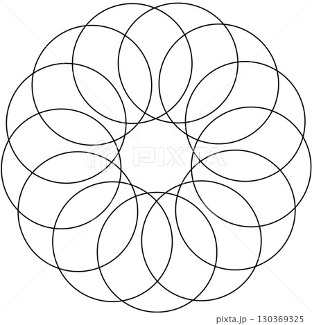 Overlapping circles line objects rounds style Overlapping circles line objects rounds style 130369325