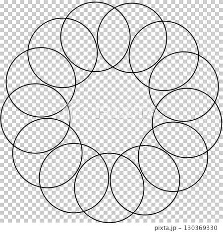Overlapping circles line objects rounds styleのイラスト素材 [130369330] - PIXTA