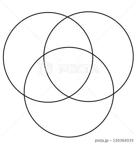 Overlapping circles line objects rounds style 130369335