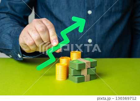 Increase capital and financial wealth, profit growth, investment success, economic stability, personal savings, prosperity 130369712