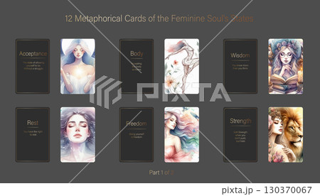12 Metaphorical cards for women of the Feminine Soul's States. 130370067