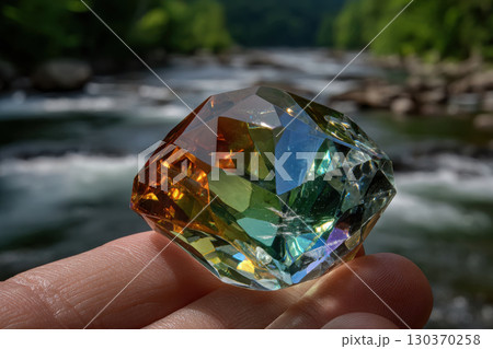 Captivating rainbow reflections through a glass prism in nature Captivating rainbow reflections through a glass prism in nature 130370258