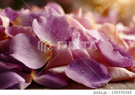 Close-up view of delicate rose petals illuminated by soft light Close-up view of delicate rose petals illuminated by soft light 130370393