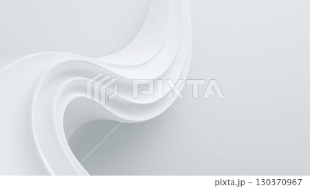 Smooth and flowing 3D waves create a serene and modern aesthetic against a white background. Smooth and flowing 3D waves create a serene and modern aesthetic against a white background. 130370967