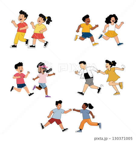 Diverse Group of Children Running and Playing 130371005