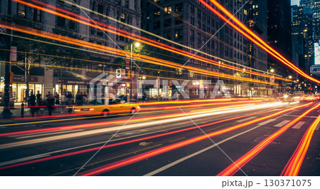 traffic in city at night traffic in city at night 130371075