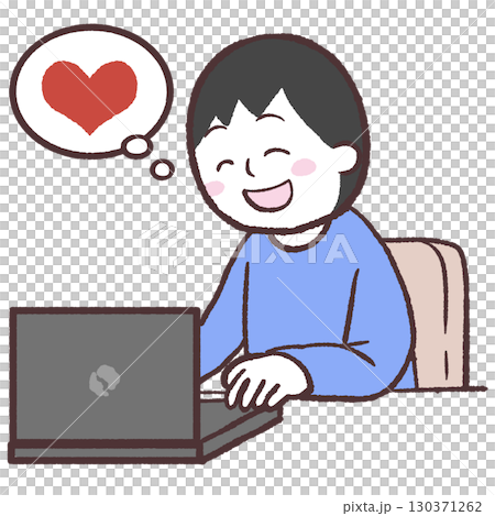 A man doing what he likes on a computer 130371262