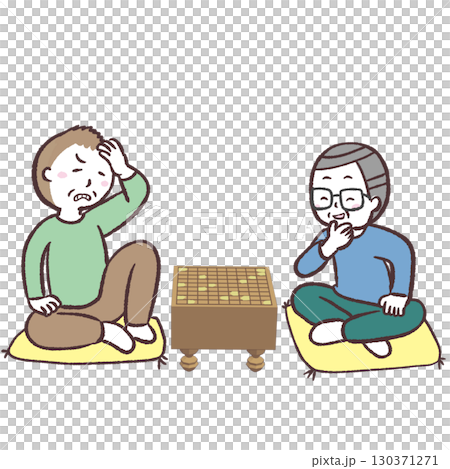 一名男子在下將棋的插圖 一名男子在下將棋的插圖 130371271