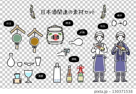 Sake related vector material set 130371538