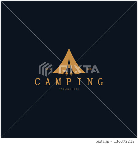 vintage and retro tent logo, camping. With tent, tree and bonfire sign. adventurers, scouts, climbers, camping equipment center vintage and retro tent logo, camping. With tent, tree and bonfire sign. adventurers, scouts, climbers, camping equipment center 130372218