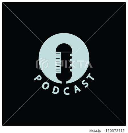 podcast logo with microphone and earphone audio, radio waves. for studio, talk show, chat, information sharing, interview, multimedia and web. podcast logo with microphone and earphone audio, radio waves. for studio, talk show, chat, information sharing, interview, multimedia and web. 130372315