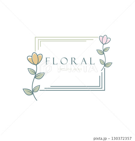 Elegant floral and leaf frame. Delicate botanical vector illustration for labels, spas, corporate identity, and wedding invitations 130372357