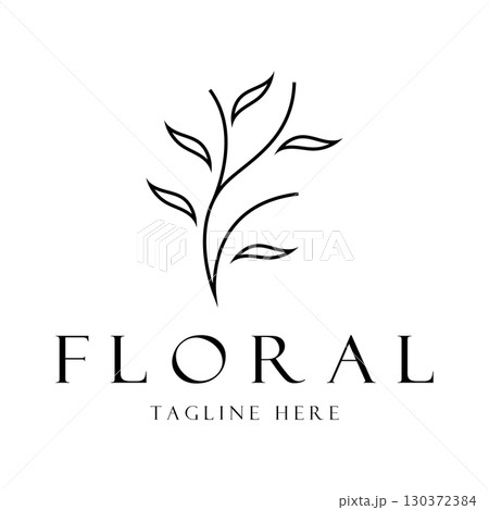 Elegant floral and leaf frame. Delicate botanical vector illustration for labels, spas, corporate identity, and wedding invitations Elegant floral and leaf frame. Delicate botanical vector illustration for labels, spas, corporate identity, and wedding invitations 130372384