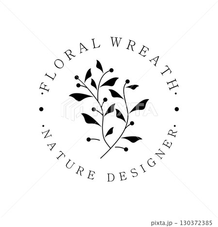 Elegant floral and leaf frame. Delicate botanical vector illustration for labels, spas, corporate identity, and wedding invitations 130372385