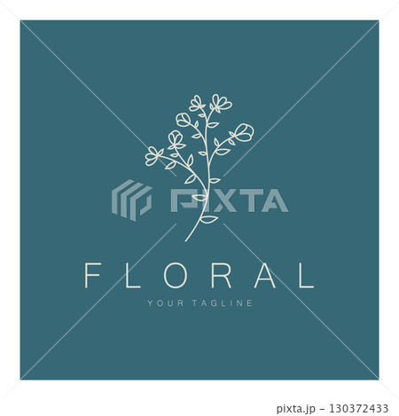Elegant floral and leaf frame. Delicate botanical vector illustration for labels, spas, corporate identity, and wedding invitations Elegant floral and leaf frame. Delicate botanical vector illustration for labels, spas, corporate identity, and wedding invitations 130372433