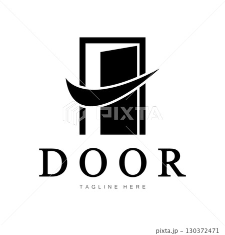 simple open door abstract logo, with geometric shapes,For building construction,contractors, business property and construction companies,vector. 130372471