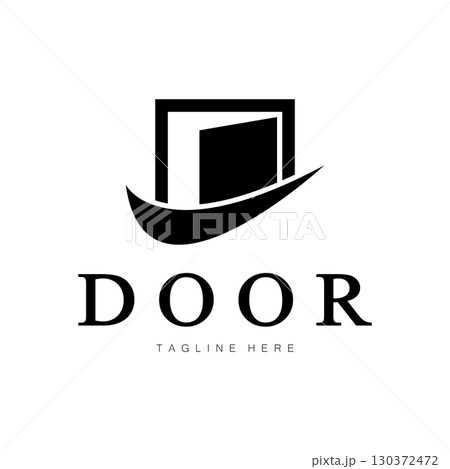 simple open door abstract logo, with geometric shapes,For building construction,contractors, business property and construction companies,vector. 130372472