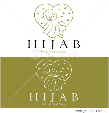 muslimah hijab logo template vector illustration design-vector 130372505