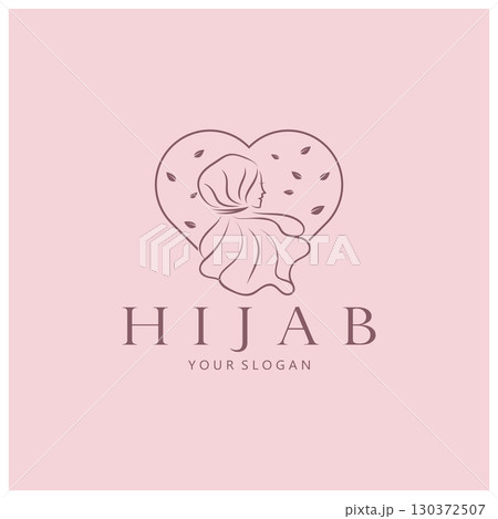muslimah hijab logo template vector illustration design-vector 130372507