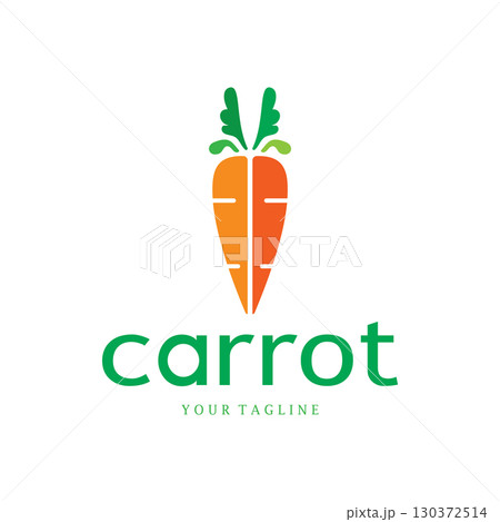 Carrot Illustration Creative Design Carrot Agricultural Product Logo Icon, Carrot Processing,vegan food, Farmers Market,Vector 130372514