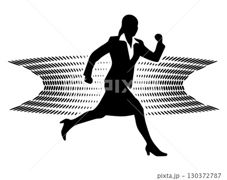 元気いっぱいのビジネスウーマンのシルエット(ポーズとエネルギーの表現) 元気いっぱいのビジネスウーマンのシルエット(ポーズとエネルギーの表現) 130372787