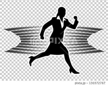 元気いっぱいのビジネスウーマンのシルエット(ポーズとエネルギーの表現) 元気いっぱいのビジネスウーマンのシルエット(ポーズとエネルギーの表現) 130372787