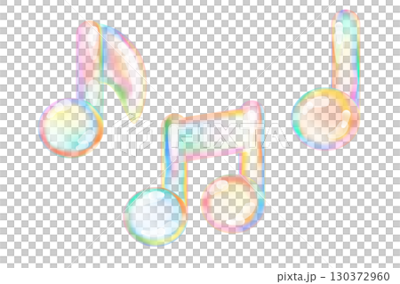 虹色に輝く美しい音符のシャボン玉イラスト 虹色に輝く美しい音符のシャボン玉イラスト 130372960