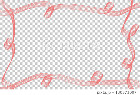 Hand drawn curled red ribbon frame 130373007