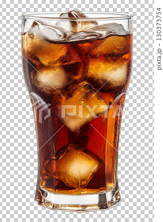 Cola with ice isolated on white background transparent PNG clipart. 130373754