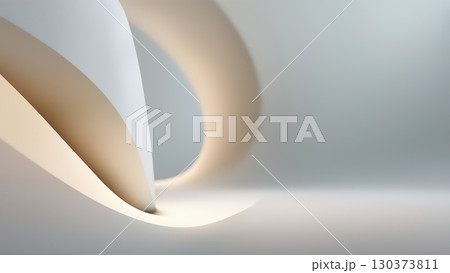 Soft waves create an elegant light-filled background, enhancing the tranquil atmosphere with gentle curves. 130373811