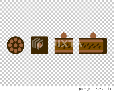 チョコレートケーキのアイコンのイラストのセット チョコレートケーキのアイコンのイラストのセット 130374014