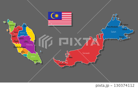 Vector map of Malaysia 130374112