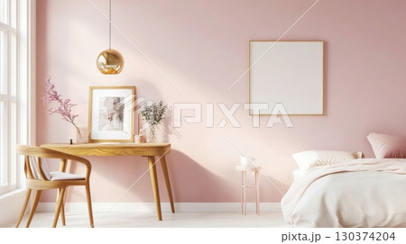 Pink-walled modern room decor 130374204