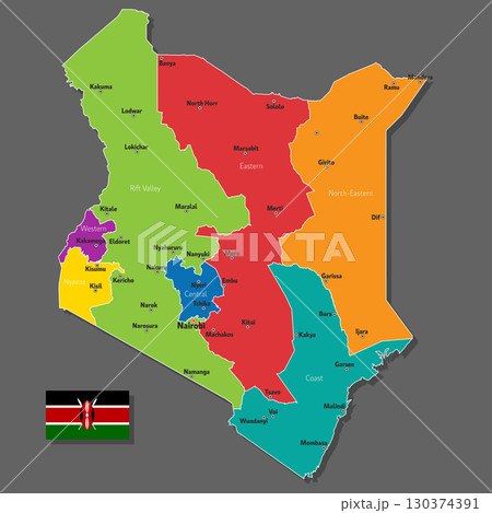 Vector map of Kenya Vector map of Kenya 130374391