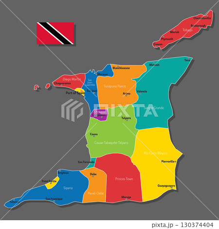 Vector map of Trinidad and Tobago 130374404