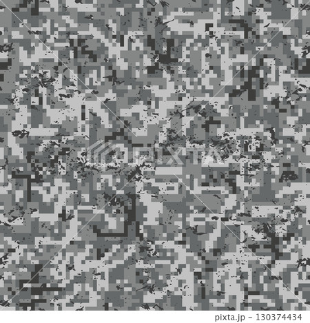 Seamless pattern gray digital pixel camouflage grunge 130374434