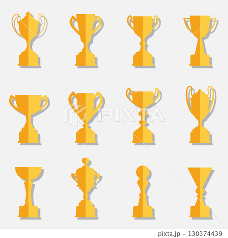 Set of yellow and orange sports cups Set of yellow and orange sports cups 130374439