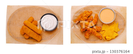 Tasty appetizers served with creamy dips at a casual dining restaurant Tasty appetizers served with creamy dips at a casual dining restaurant 130376164