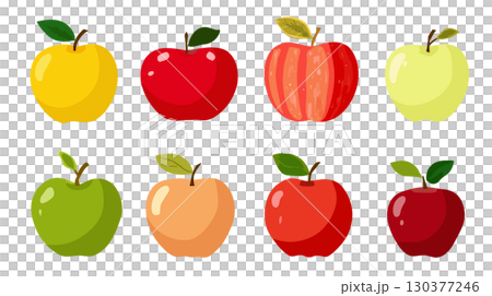 多個彩色蘋果向量圖示集 130377246