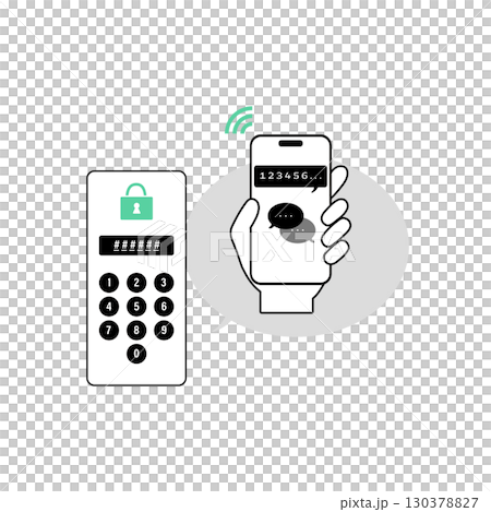 二段階認証とSMSコードによるセキュリティ認証のスマホイラスト 二段階認証とSMSコードによるセキュリティ認証のスマホイラスト 130378827
