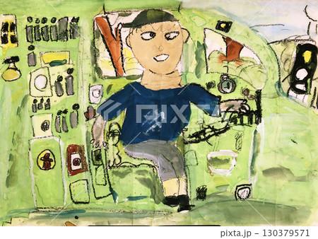 子供が描いた絵　青梅鉄道　運転席 130379571