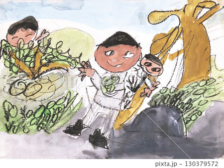 子どもが描いた絵　プレーパーク 130379572