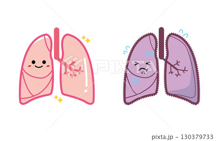 人の臓器キャラクター　健康な肺と不健康な肺　セット 130379733