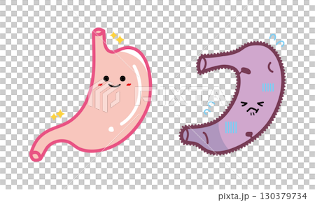 Human organ character healthy lungs and unhealthy stomach set Human organ character healthy lungs and unhealthy stomach set 130379734