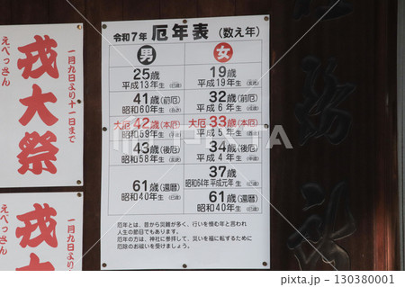 令和7年厄年表・貼り紙 130380001