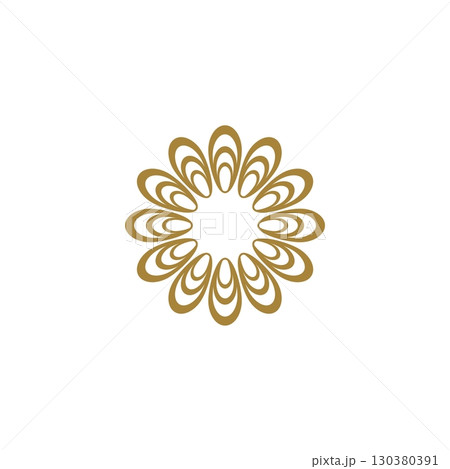 Gold vintage ornamental flower logo template Illustration Design. Vector EPS 10. 130380391