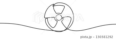 Radiation symbol. Represents danger, energy, science, safety and technological awareness, vector illustration in continuous line style 130381292