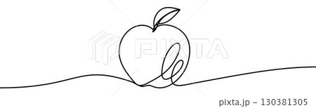 Apple sign. Symbol of healthy eating, nature, ecology, sustainability and organic life, vector illustration in continuous line style 130381305