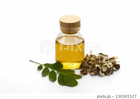 Moringa Oil Composition on white background 130381327