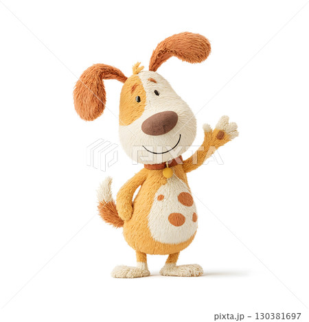 Cute 3D Cartoon Dog Waving Hello 130381697